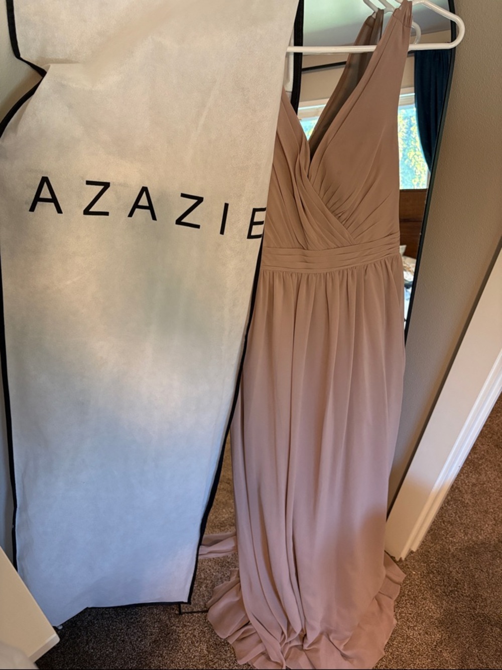 Azazie Mauve V-Neck Chiffon Maxi Dress